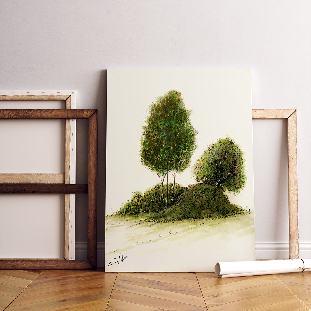 Whispers of the Grove – Tranquil Tree Cluster Botanical Wall Art