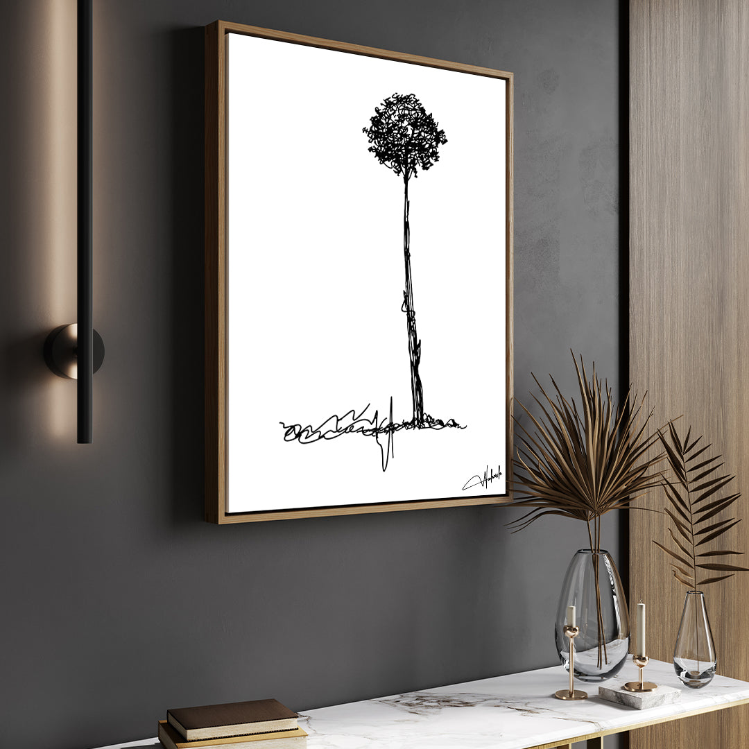 Minimal Line Art - Abstract Tree Wall Frame