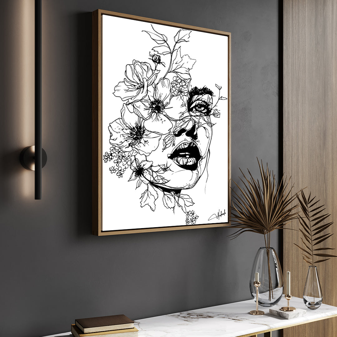 Floral Fusion - Abstract Face Line Art