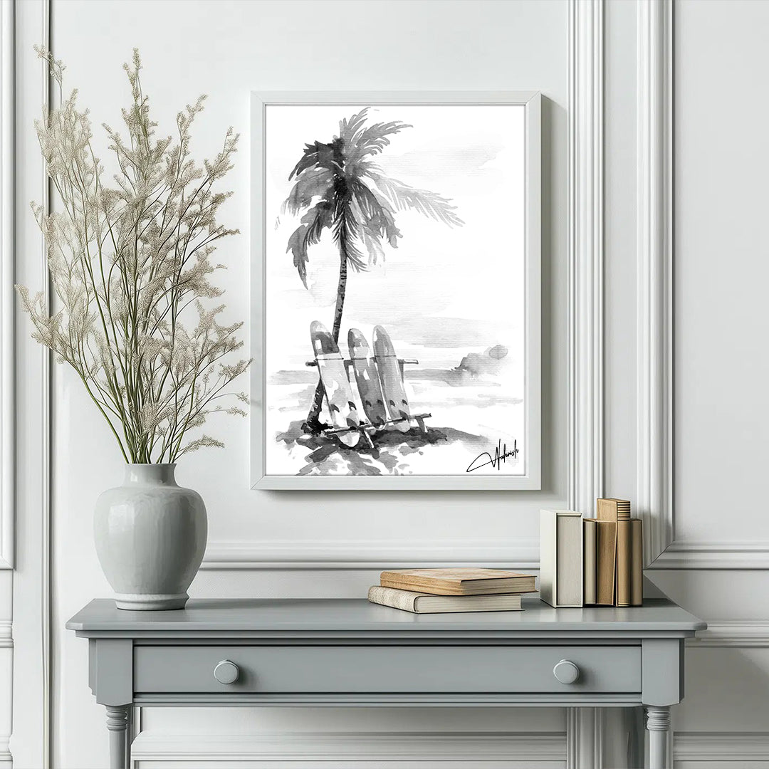 Monochrome Escape – Black & White Coastal Wall Art