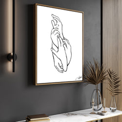 Minimal Line Art - Holding Hands Wall Frame