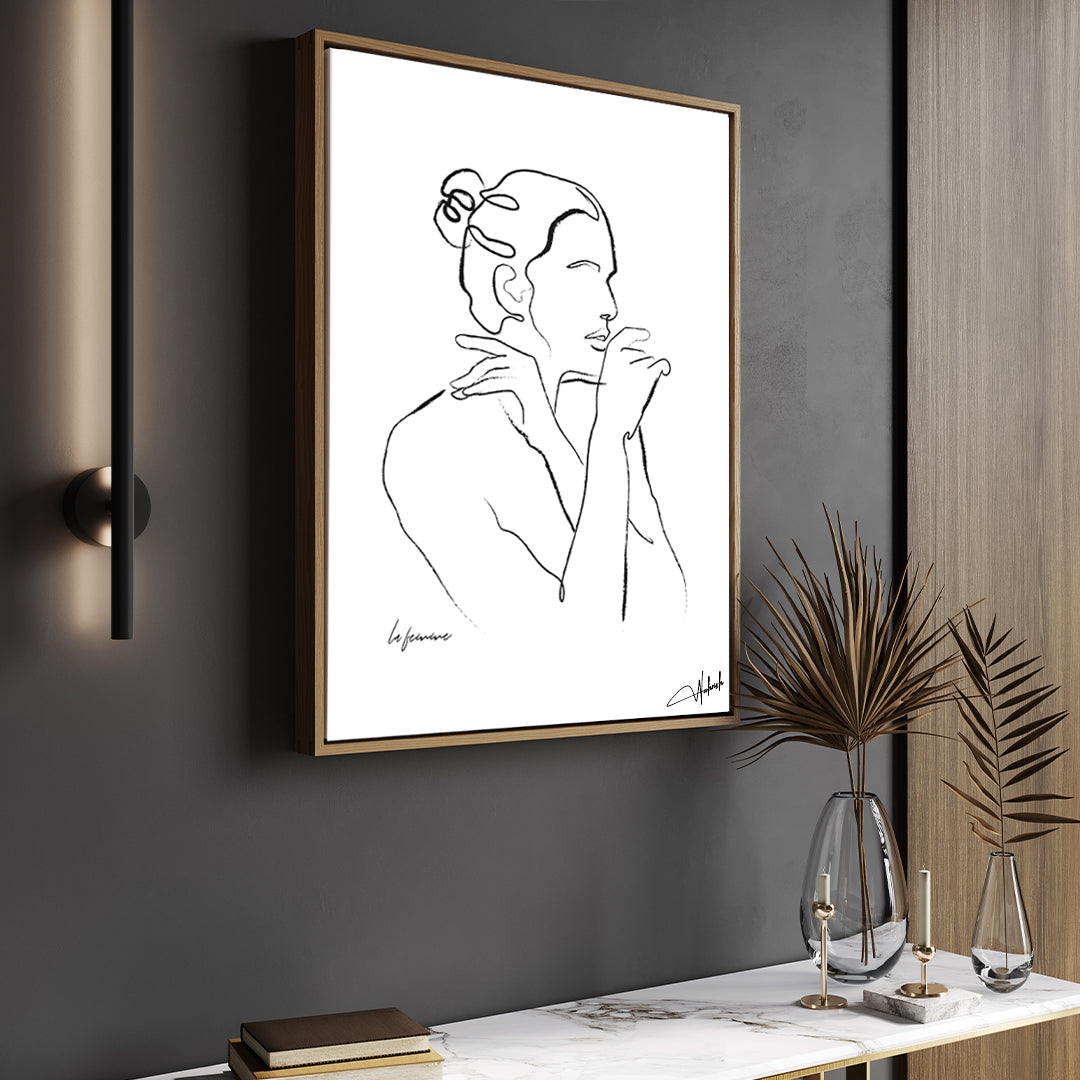Minimal Line Art - Woman Portrait Wall Frame