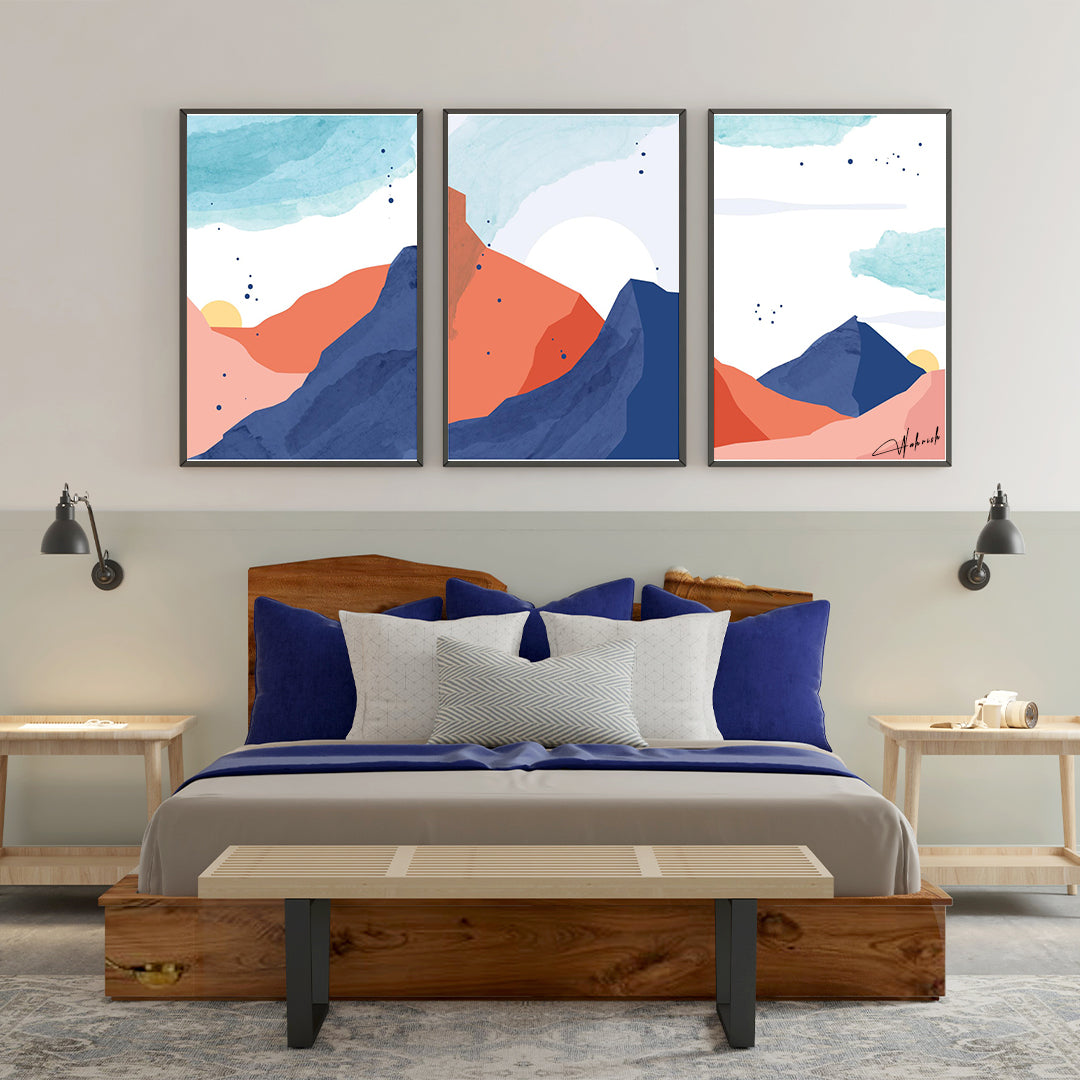Set of 3 Botanical Abstract Prints for Wall Decor