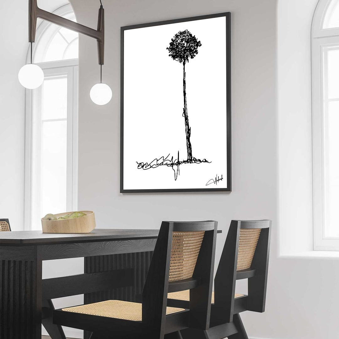 Minimal Line Art - Abstract Tree Wall Frame
