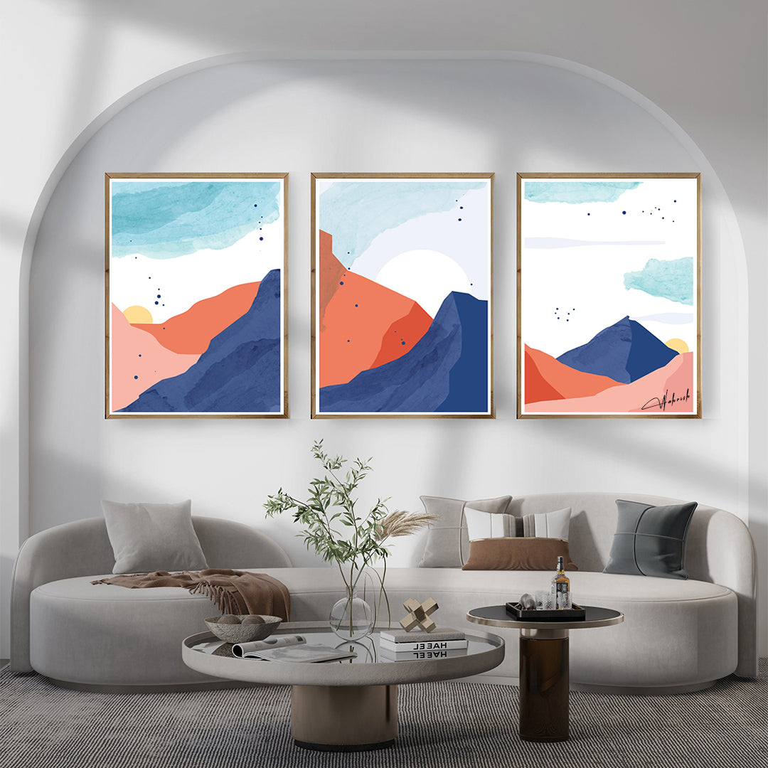 Set of 3 Botanical Abstract Prints for Wall Decor