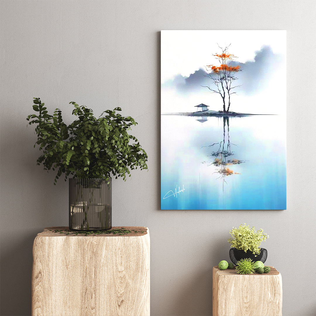 Still Waters, Silent Sky – Minimalist Nature Reflection Wall Art