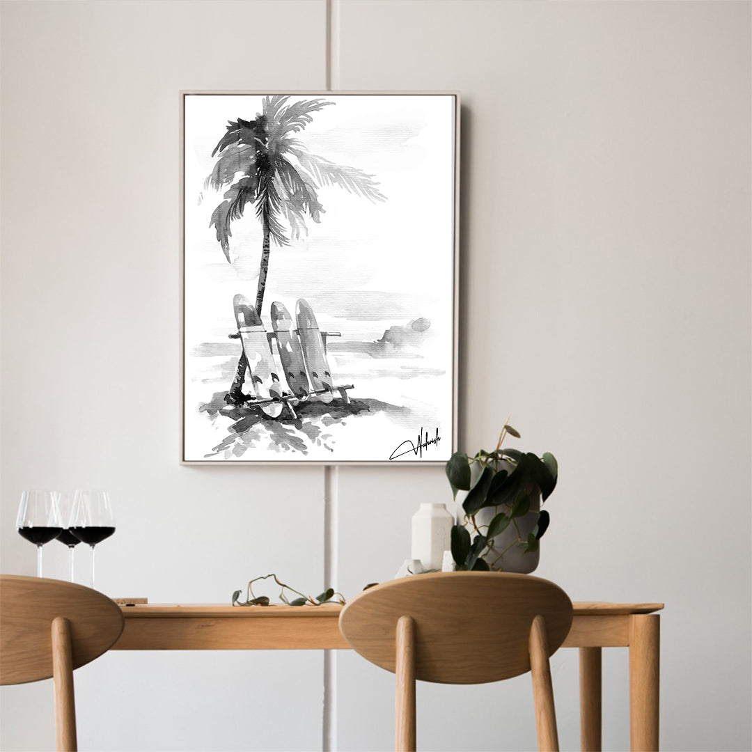 Monochrome Escape – Black & White Coastal Wall Art