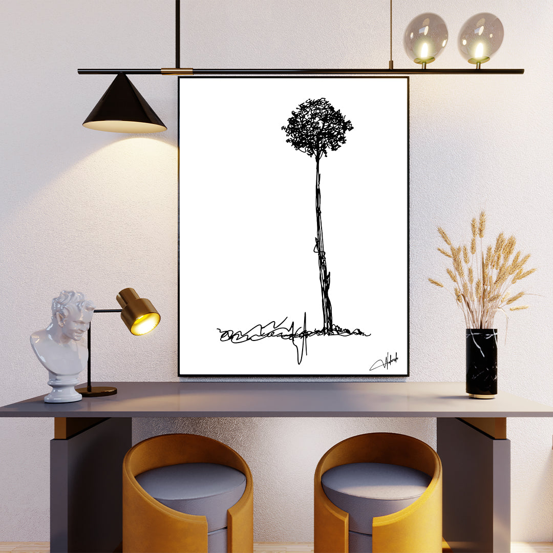 Minimal Line Art - Abstract Tree Wall Frame