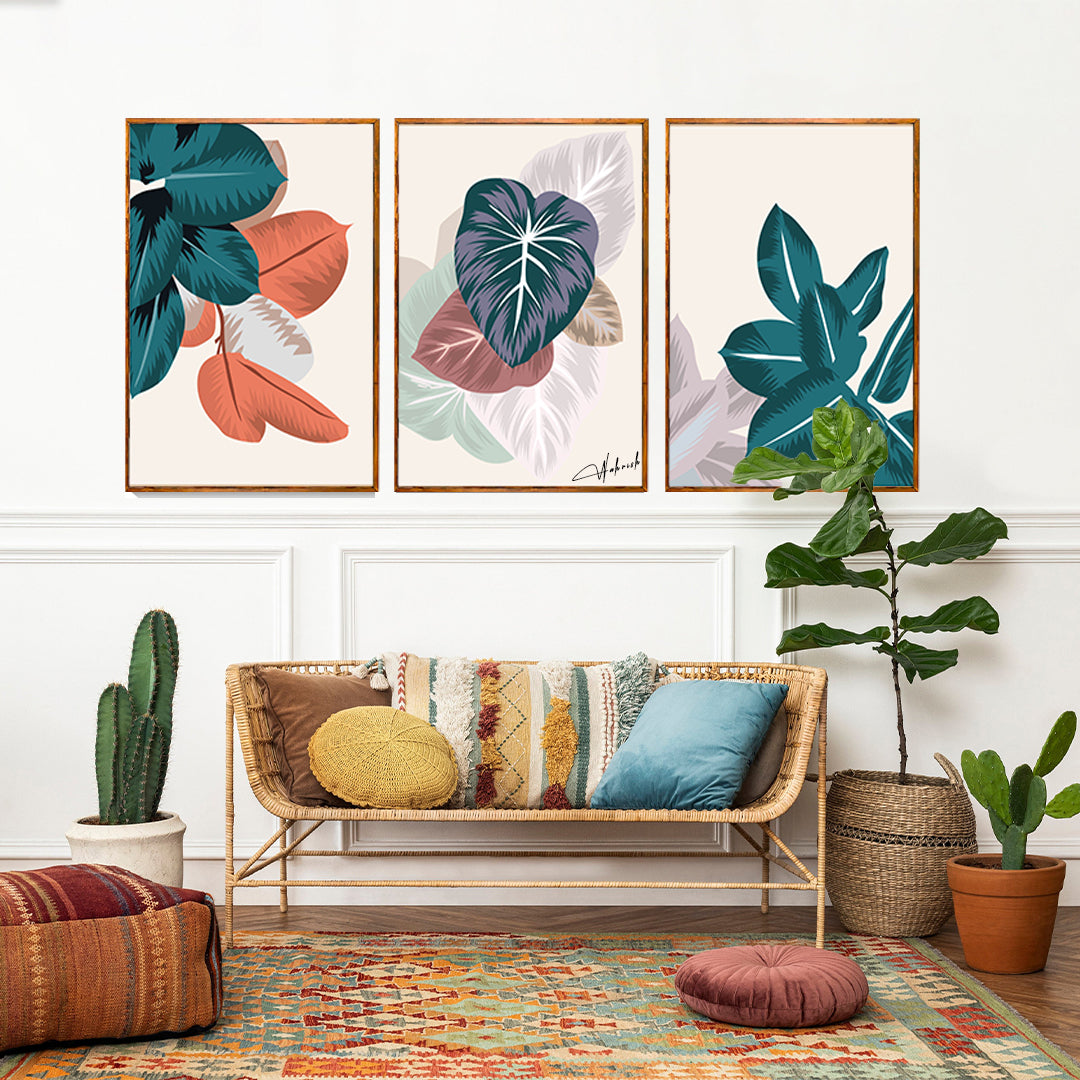 Tropical Botanical Leaf Art – Set of 3 Prints
