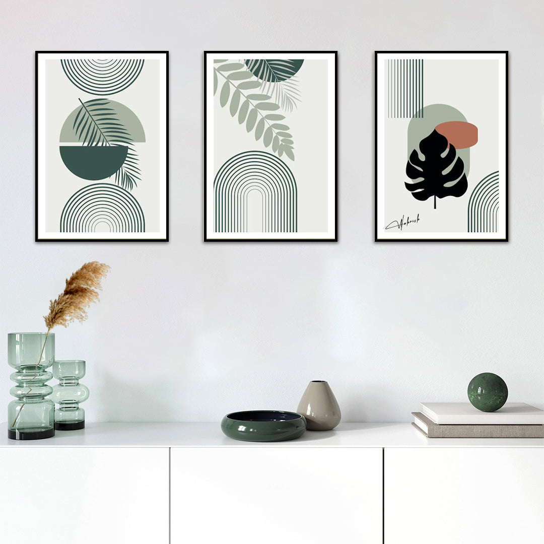 Geometric Botanical – (Set of 3)