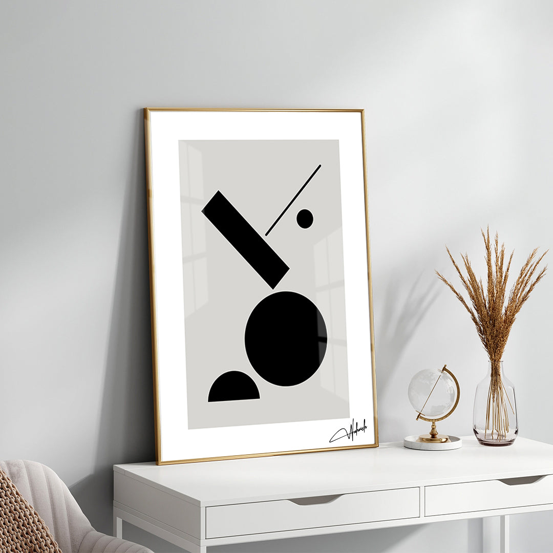 Geometric Balance – Minimalist Black & White Wall Art