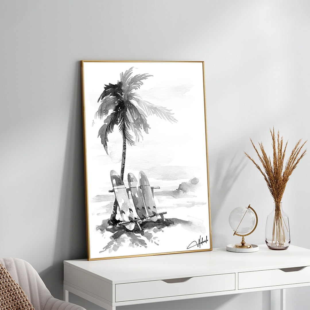 Monochrome Escape – Black & White Coastal Wall Art