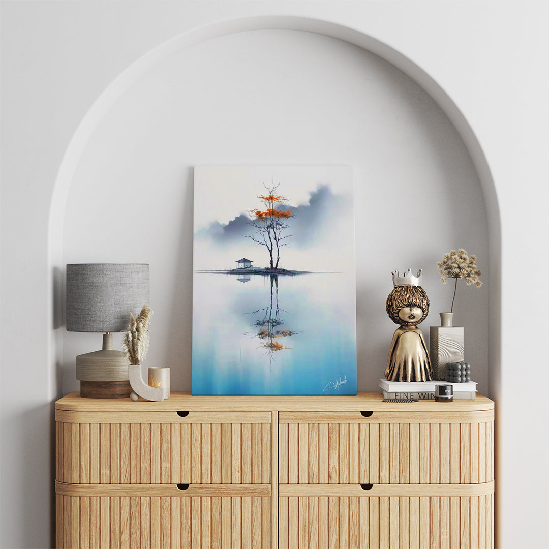Still Waters, Silent Sky – Minimalist Nature Reflection Wall Art