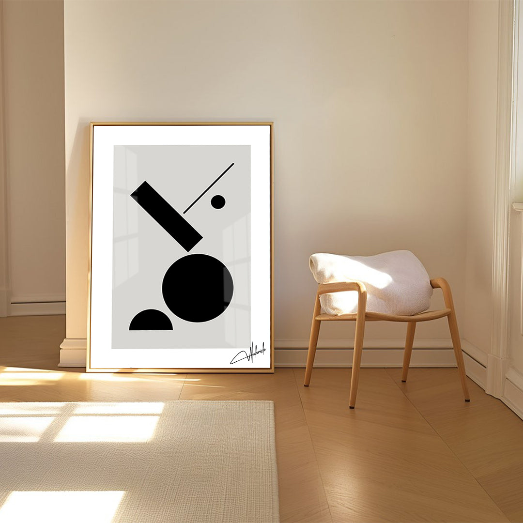 Geometric Balance – Minimalist Black & White Wall Art