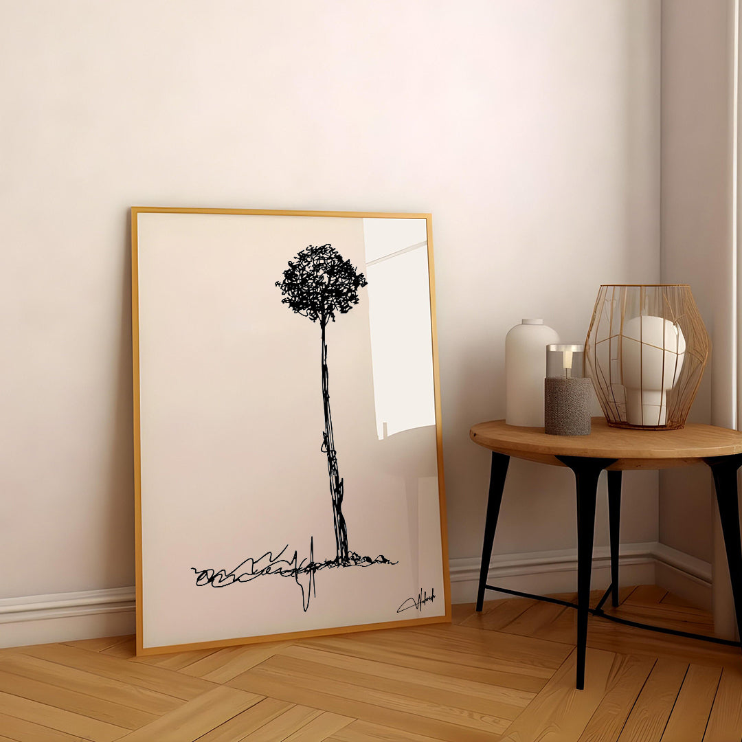 Minimal Line Art - Abstract Tree Wall Frame