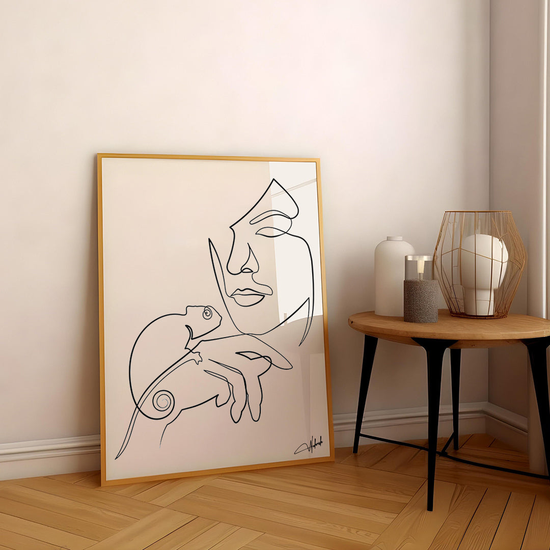 Floral Fusion - Abstract Woman Face Line Art