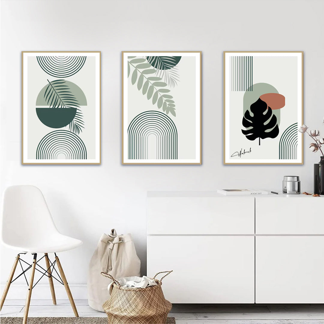 Geometric Botanical – (Set of 3)