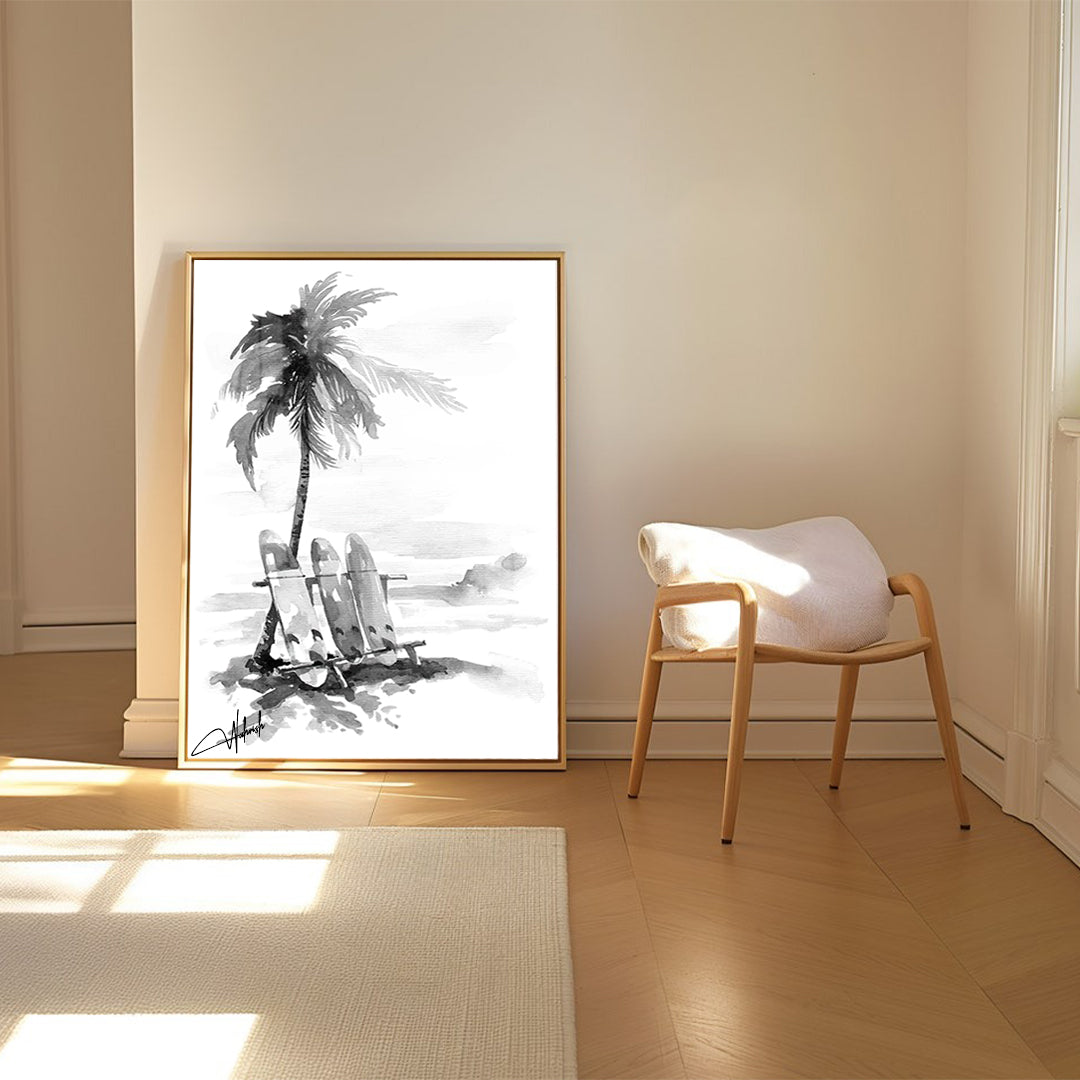 Monochrome Escape – Black & White Coastal Wall Art