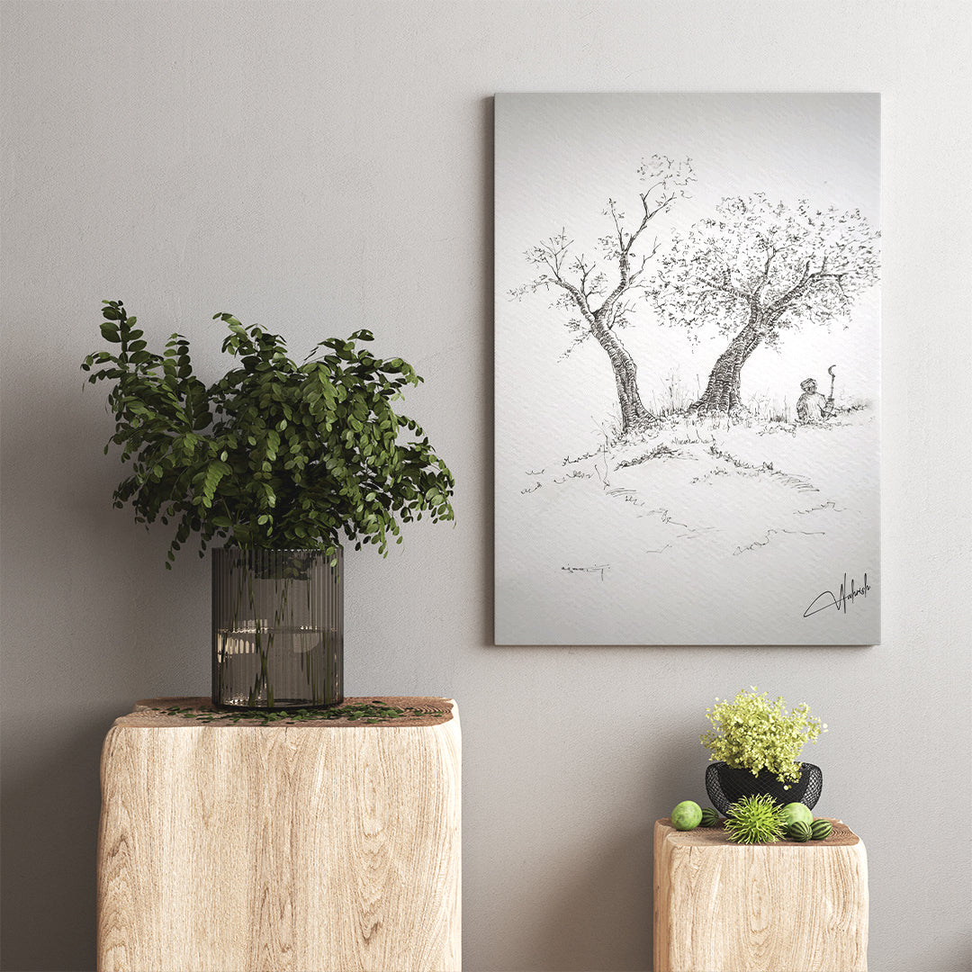 Beneath the Trees – Hand-Sketched Nature Wall Art