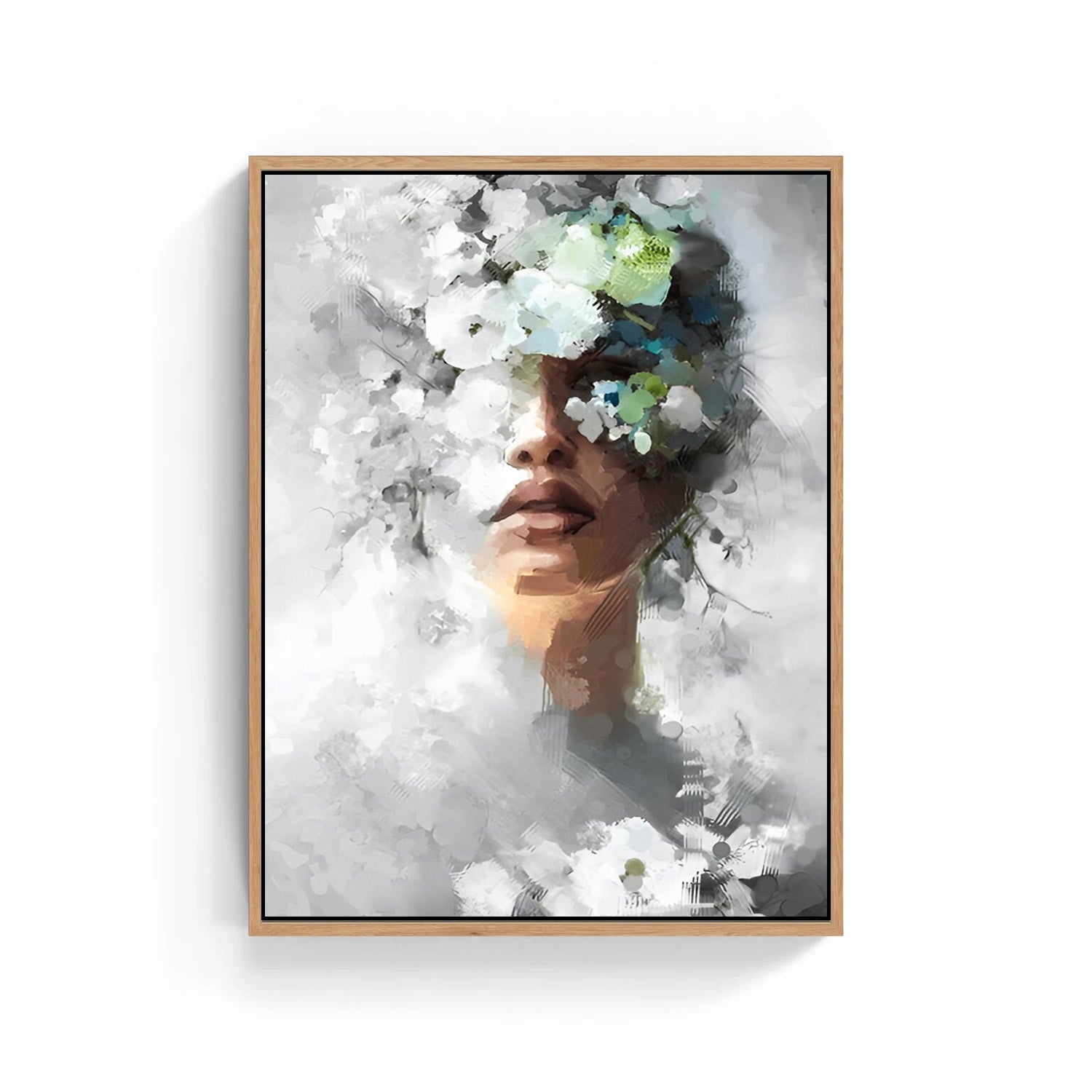 Blooming Silence – Abstract Floral Portrait Canvas