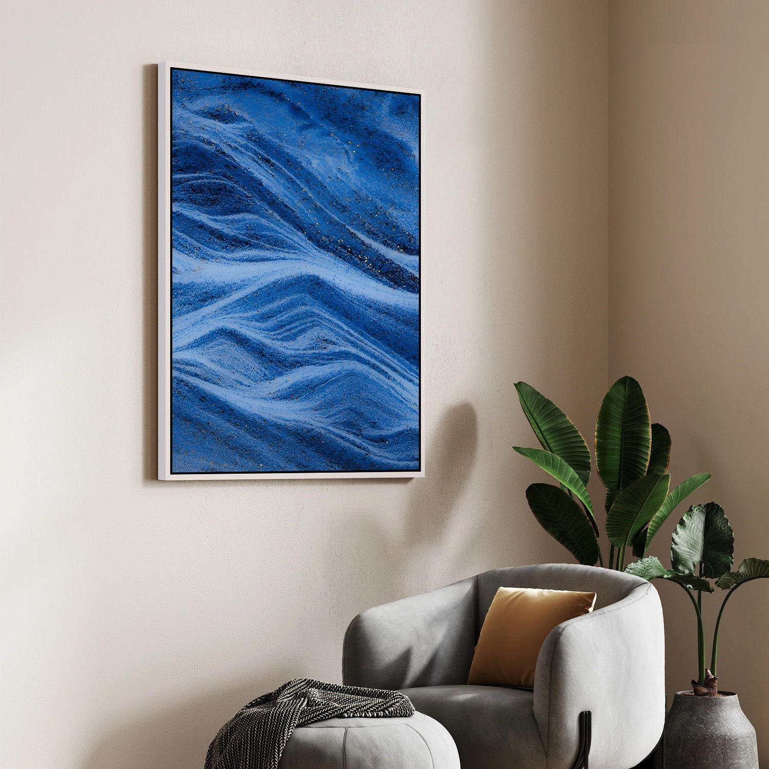 Midnight Waves, Abstract Canvas Painting