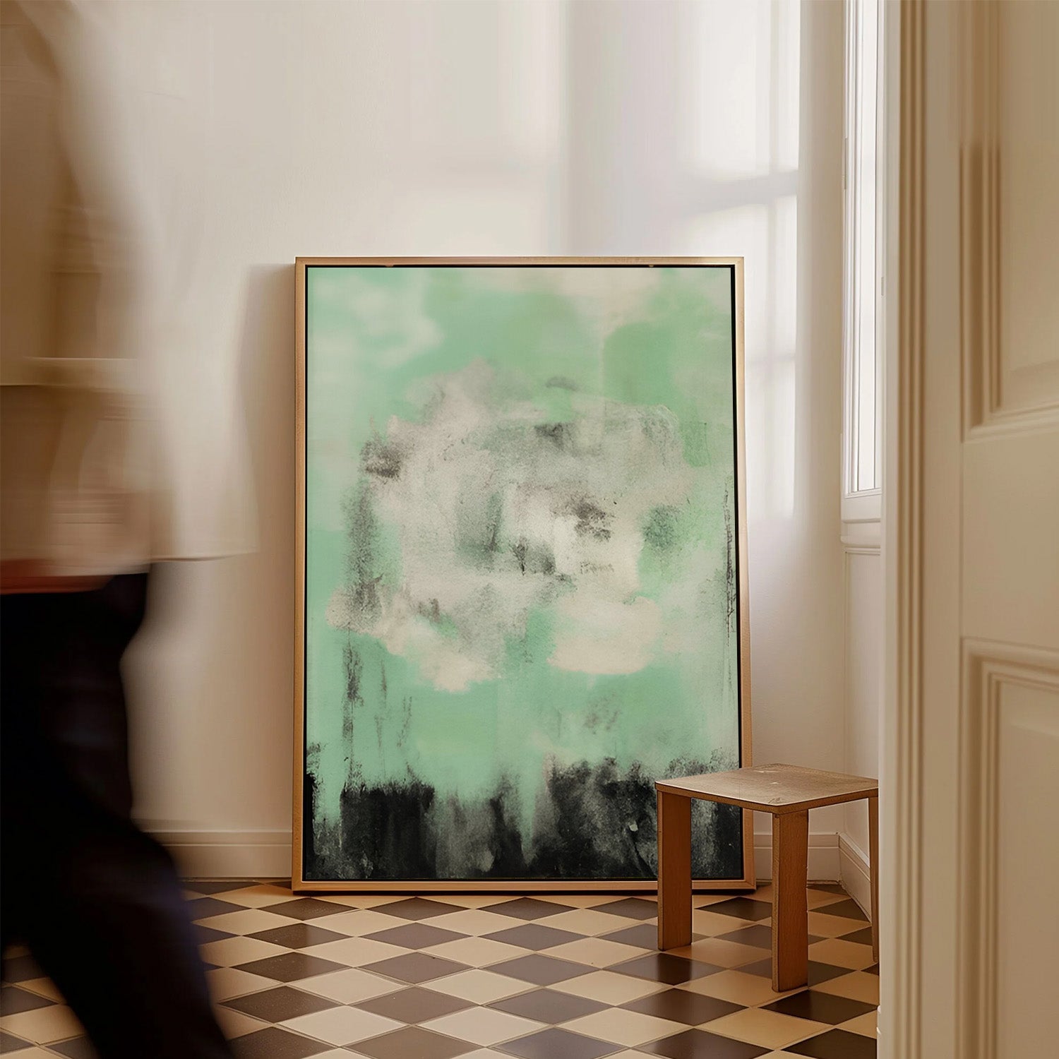 Mint Whisper, Abstract Canvas Painting