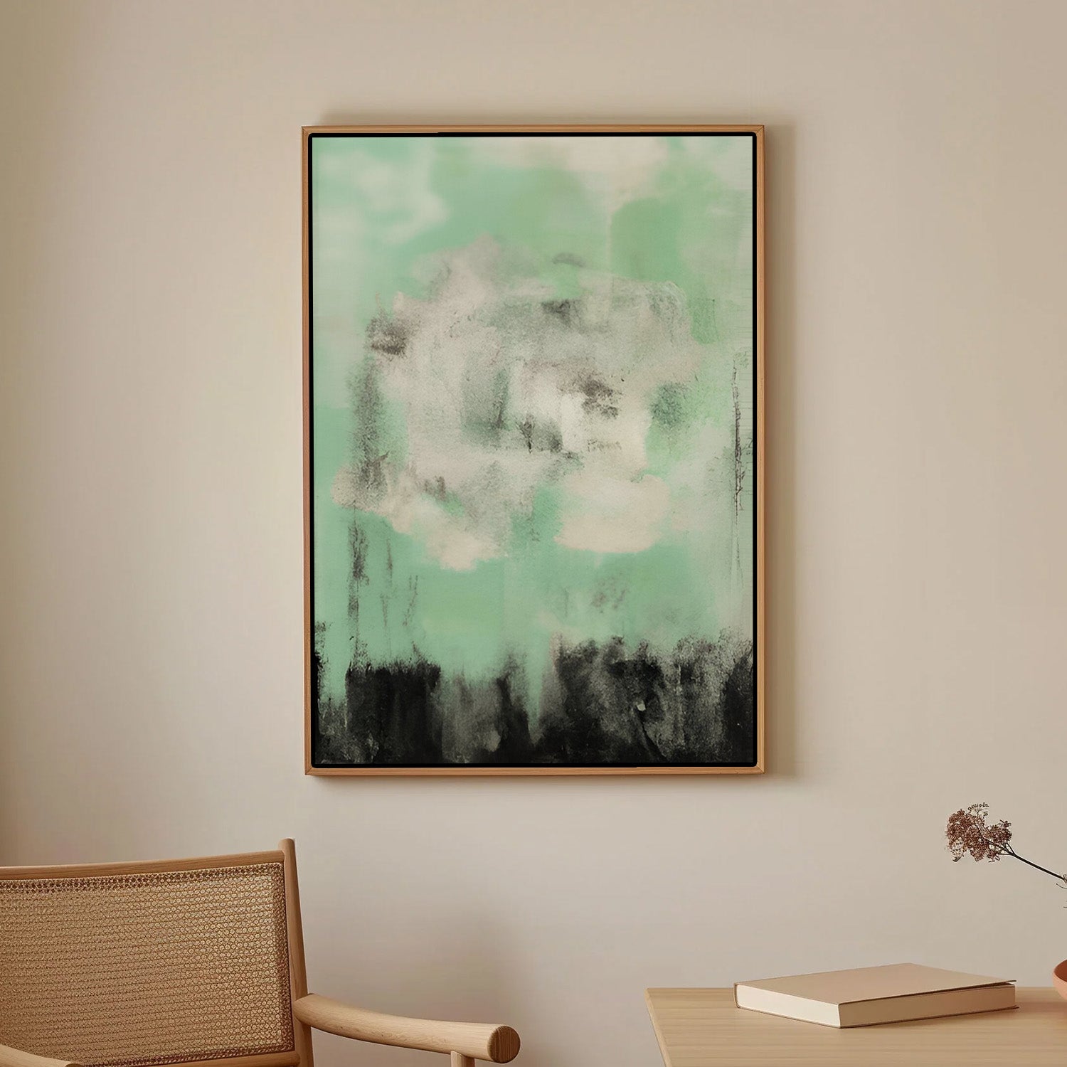 Mint Whisper, Abstract Canvas Painting