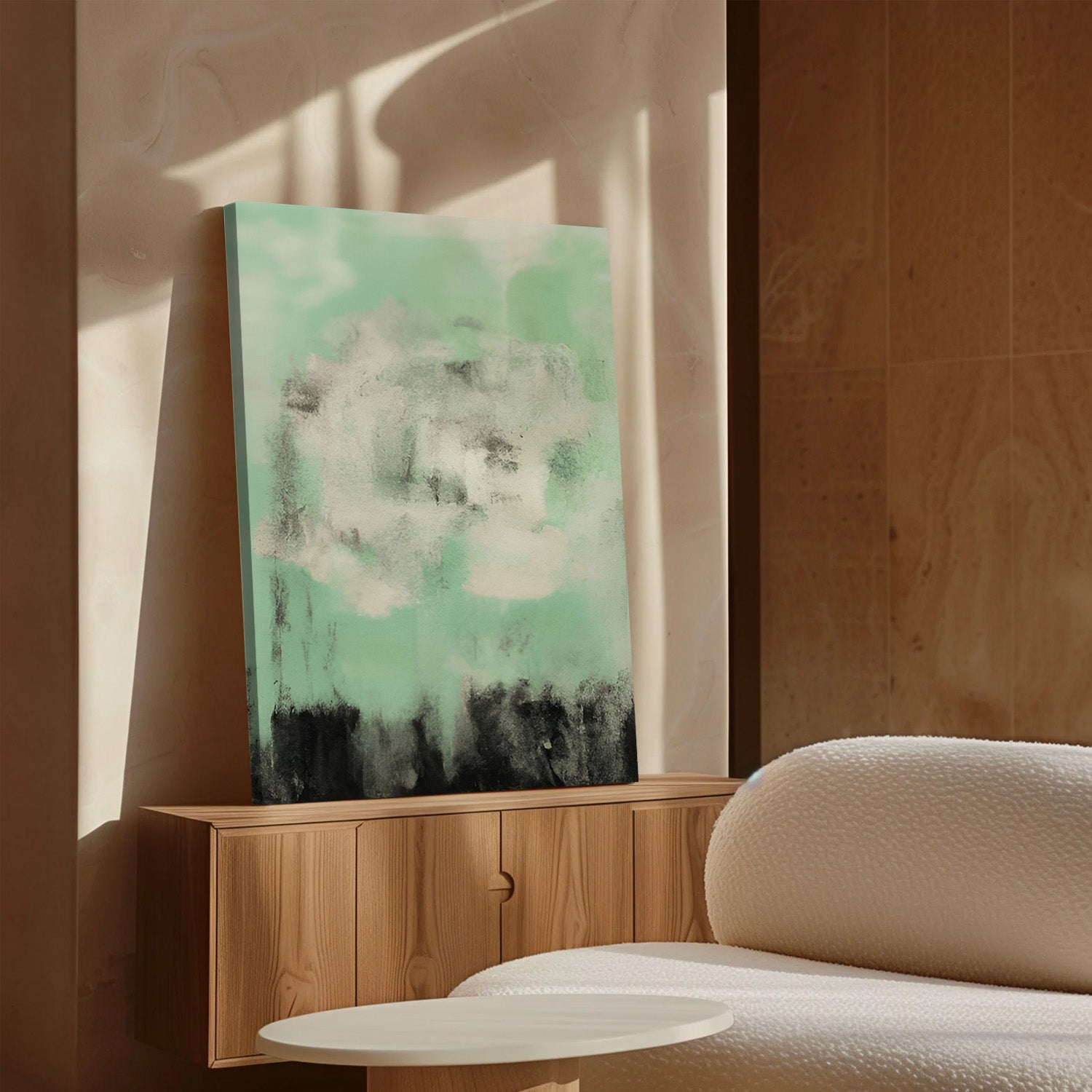 Mint Whisper, Abstract Canvas Painting