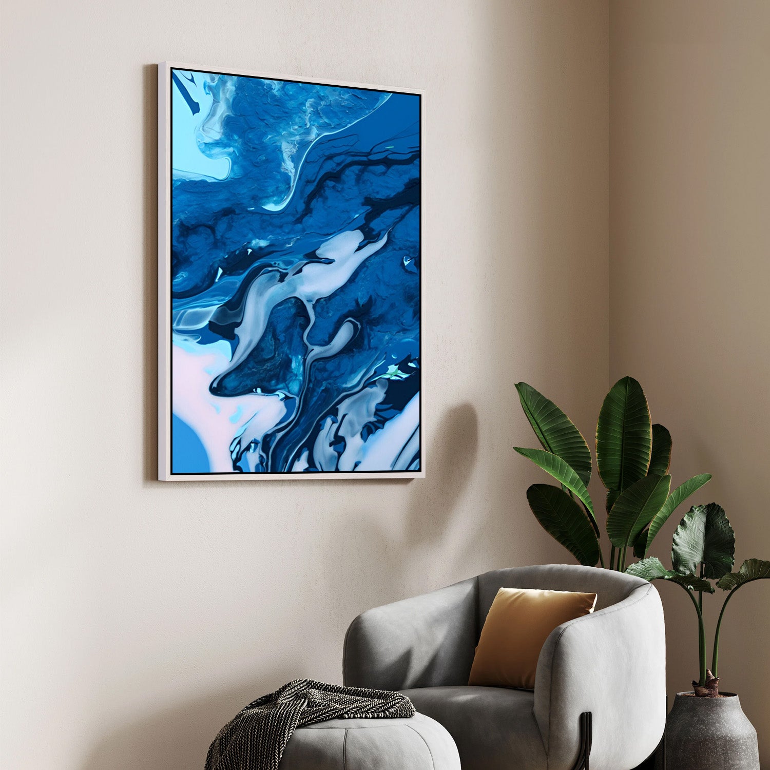 Ocean Flow, Abstract Canvas Painting
