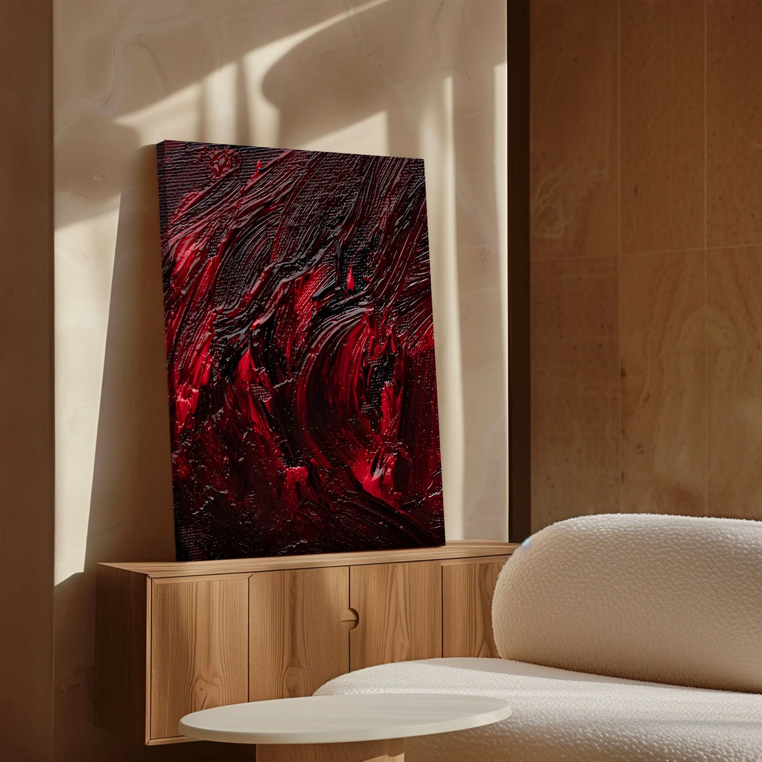 Crimson Depths, Abstract Canvas Painting