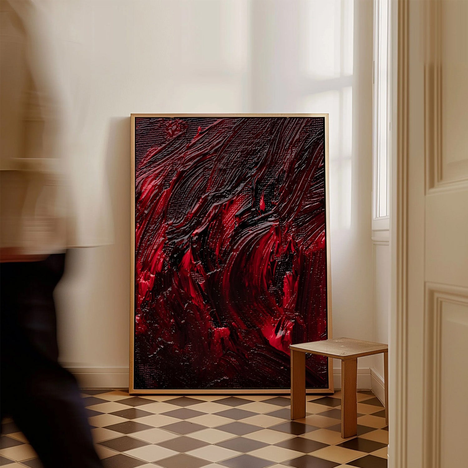Crimson Depths, Abstract Canvas Painting