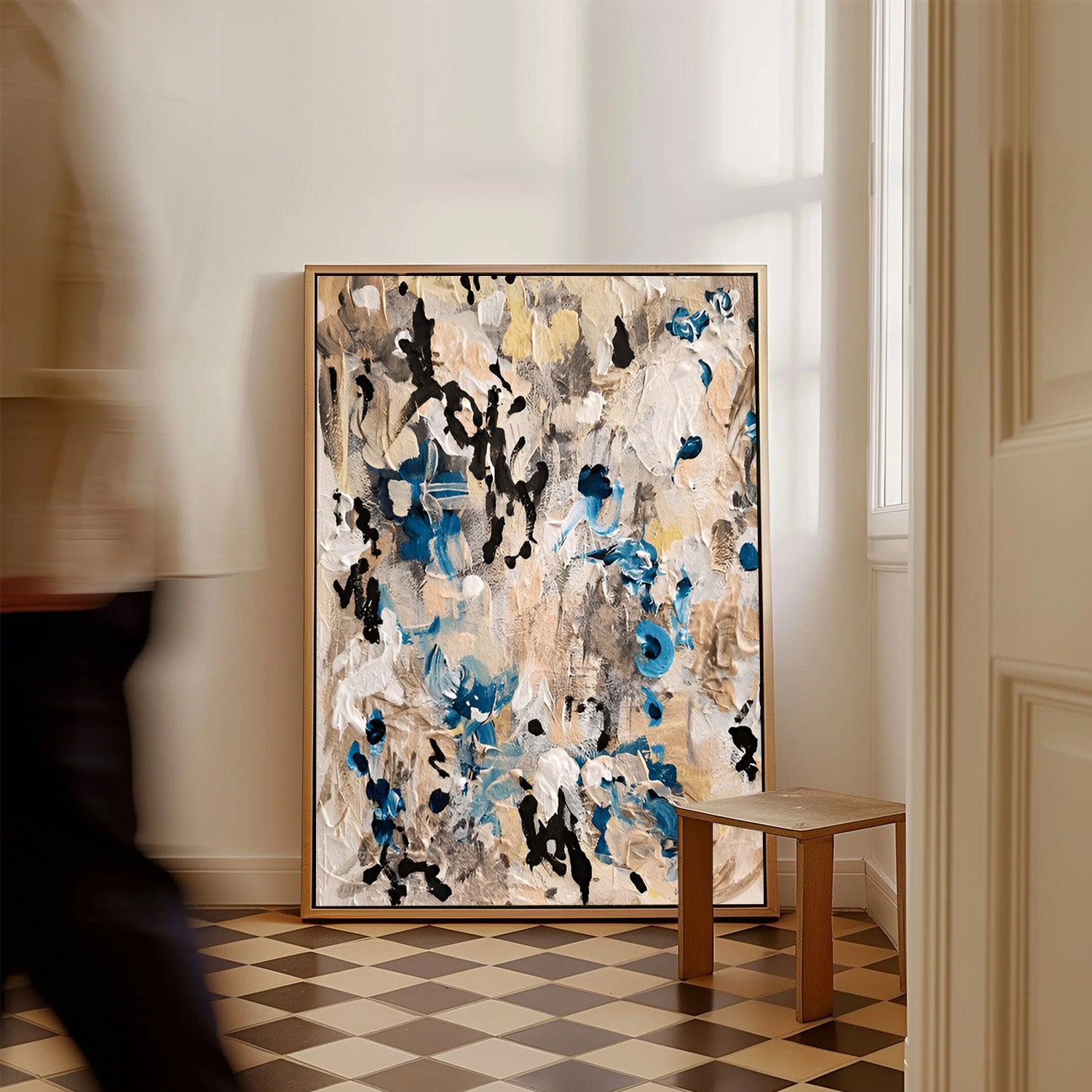 Earth & Azure Harmony – Abstract Canvas Painting