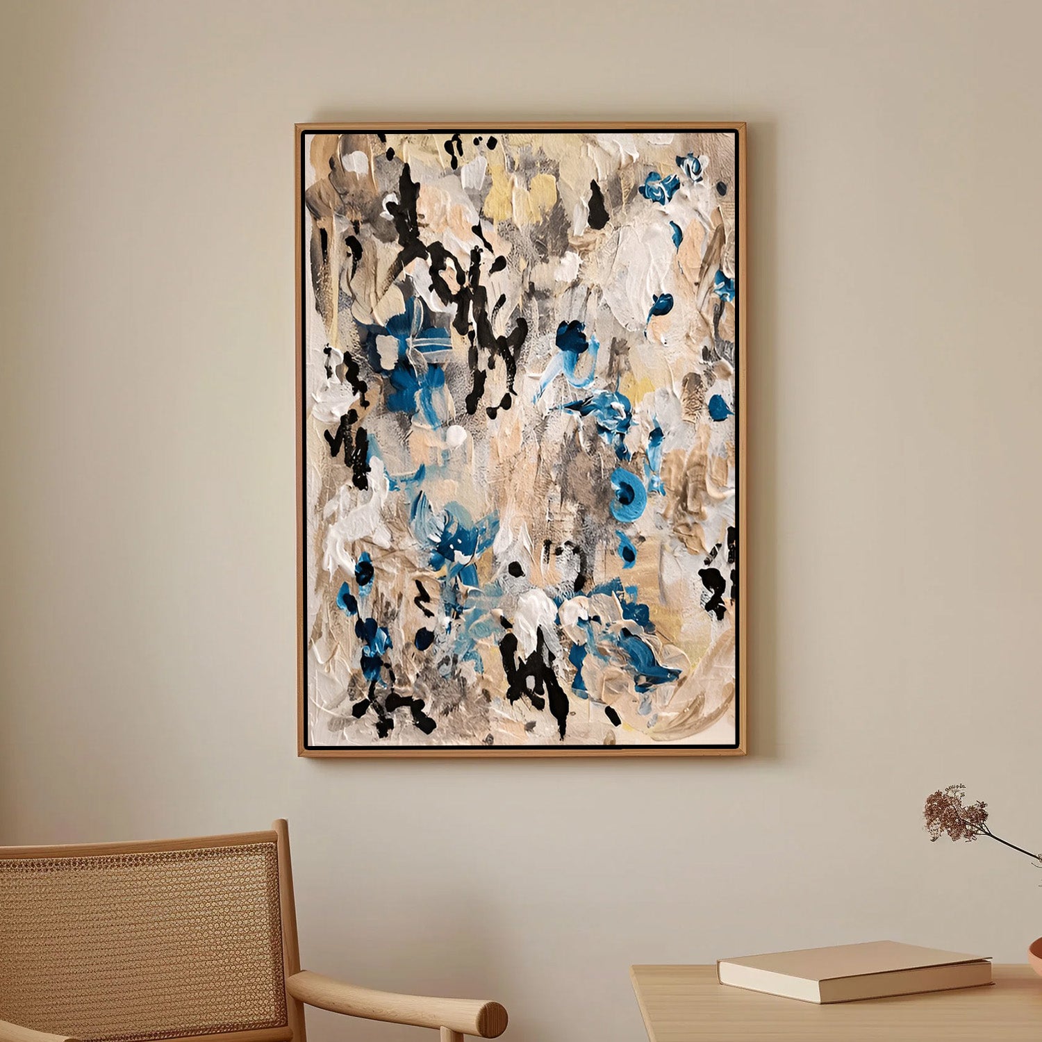 Earth & Azure Harmony – Abstract Canvas Painting