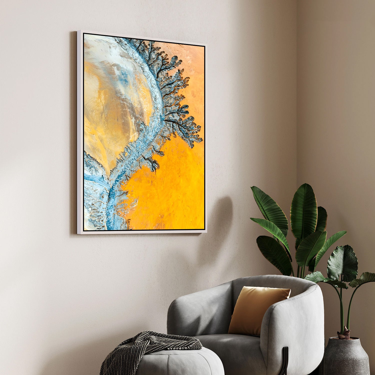 Golden Current, Abstract Canvas Painting