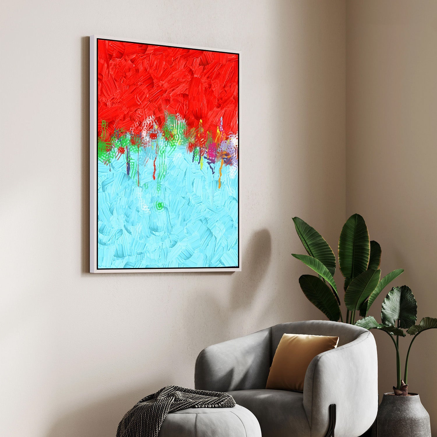 Crimson Horizon – Abstract Canvas Art