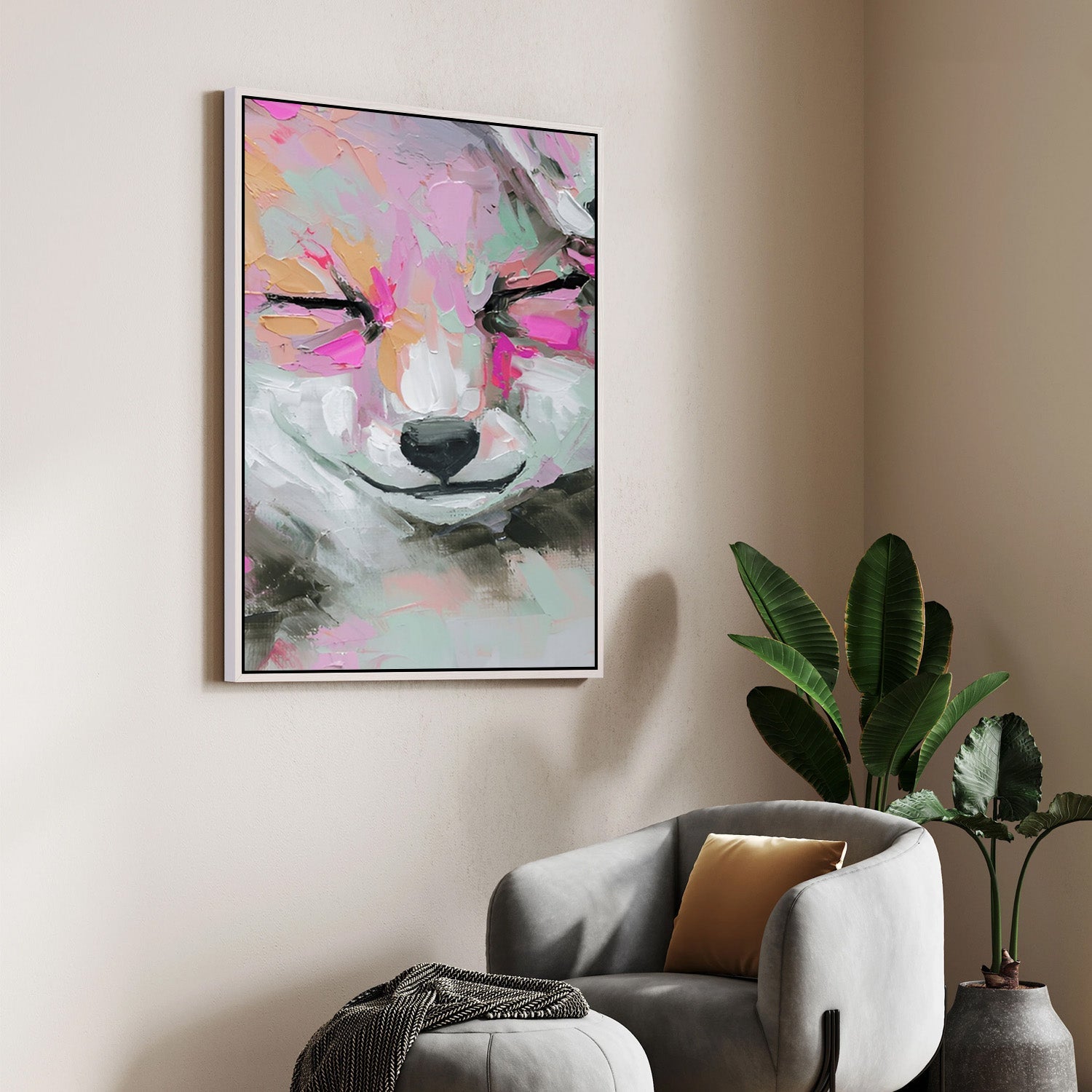 Blush Whisper – Abstract Portrait Canvas