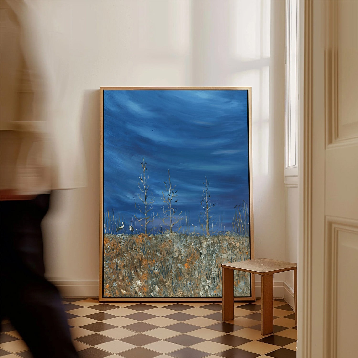 Blue Meadow Silence – Abstract Canvas Painting