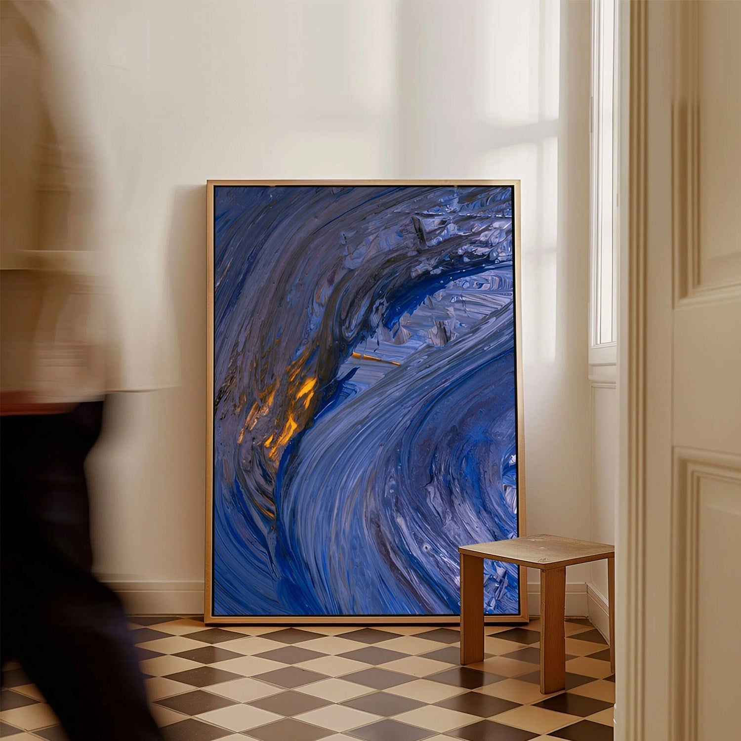 Cobalt Flow – Abstract Canvas Painting