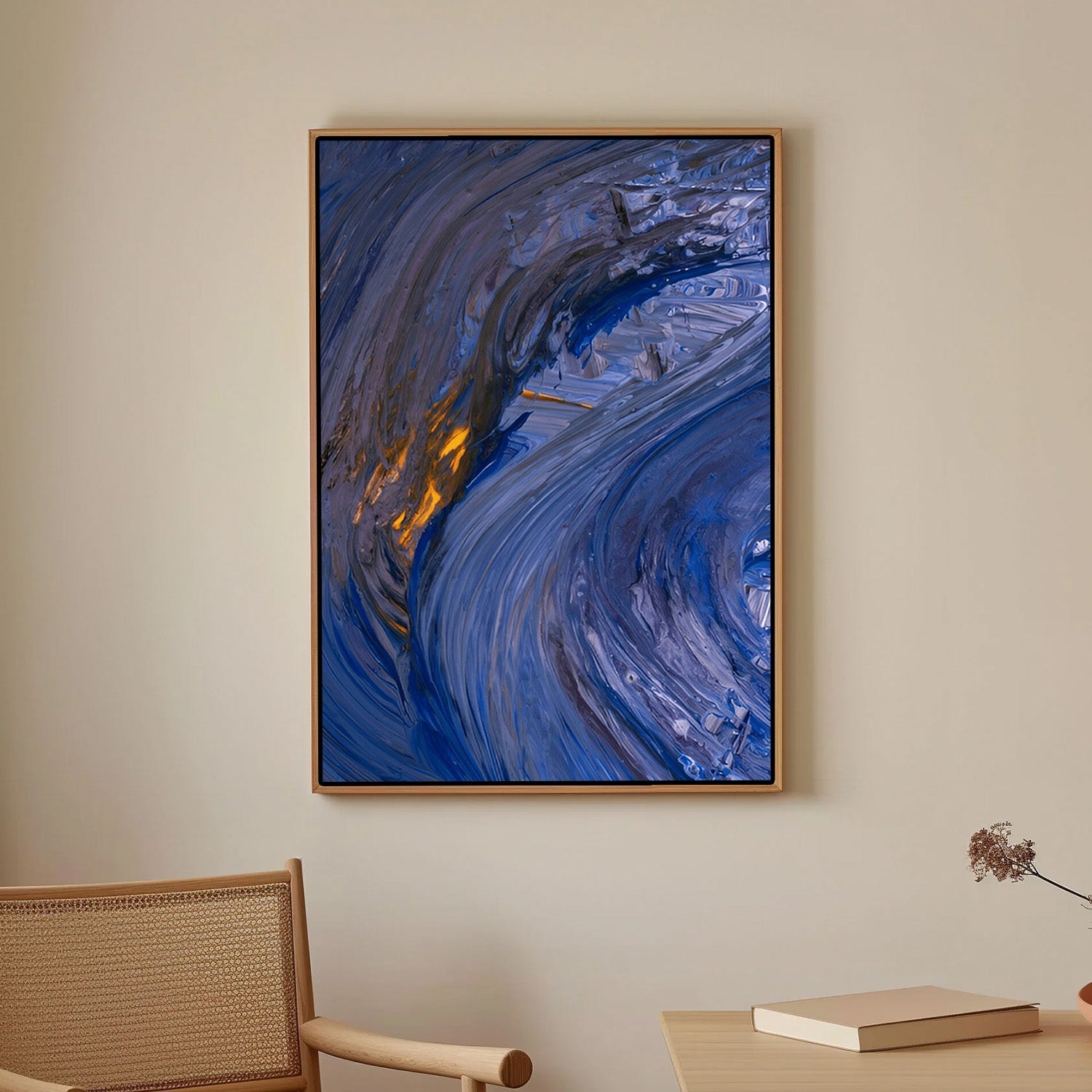 Cobalt Flow – Abstract Canvas Painting