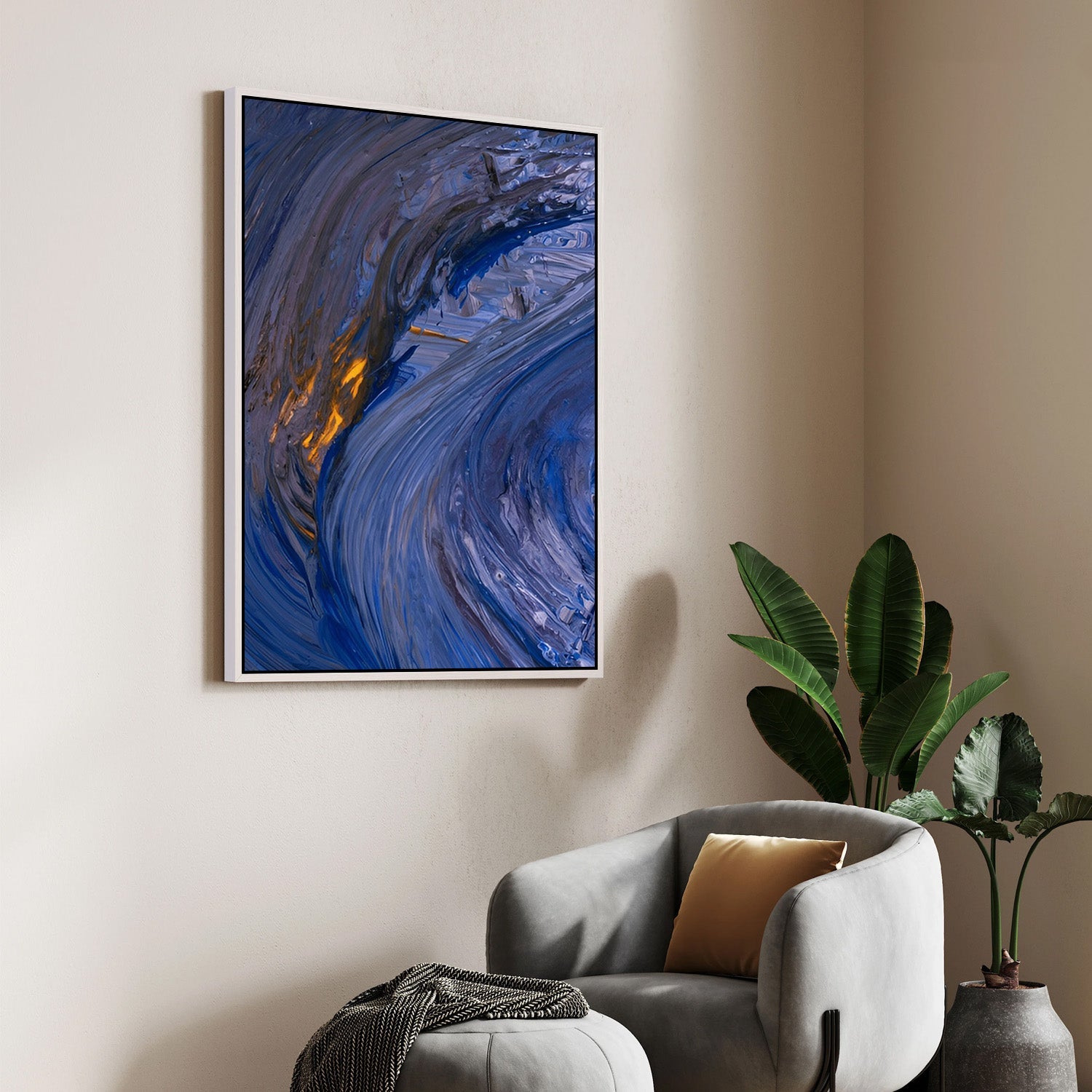 Cobalt Flow – Abstract Canvas Painting