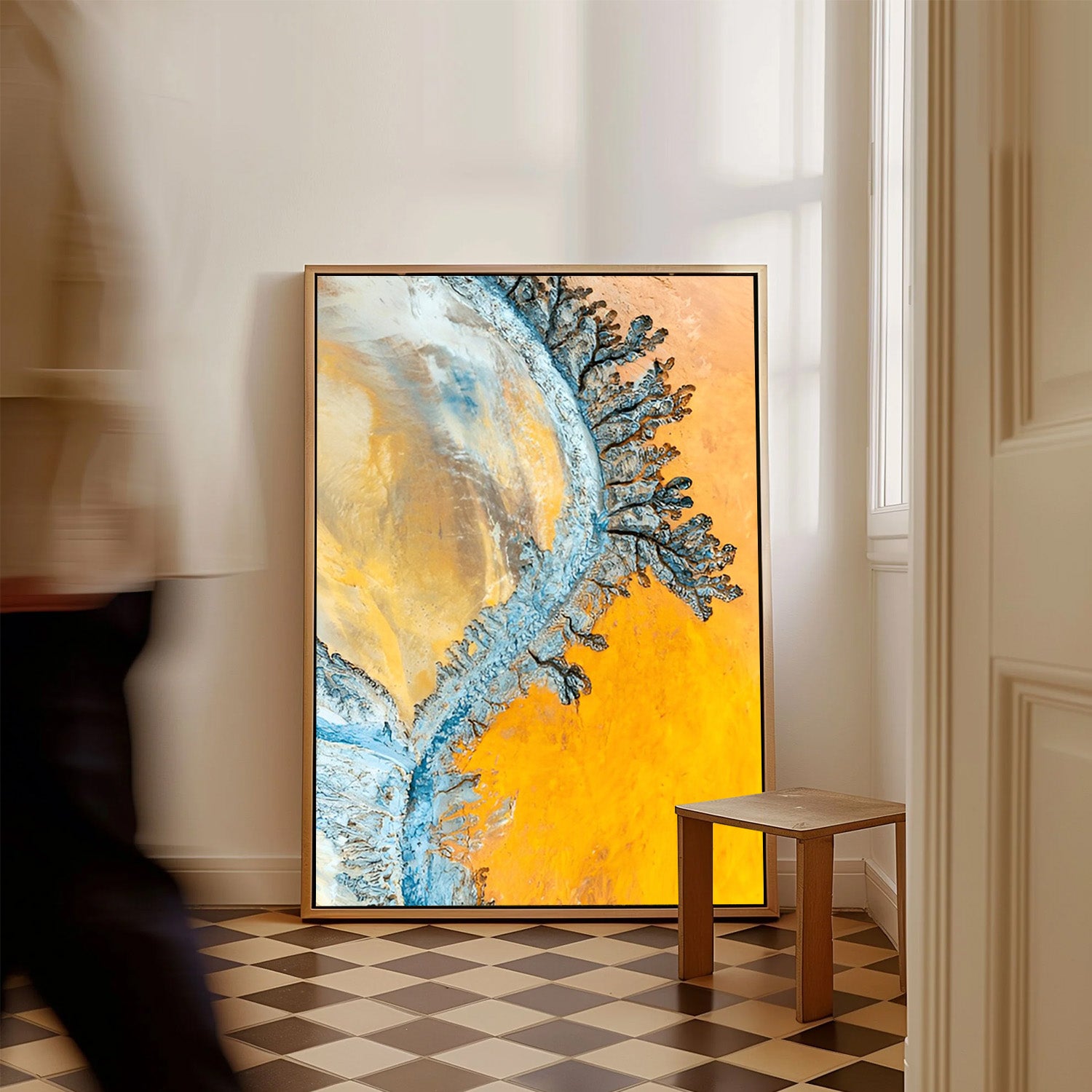 Golden Current, Abstract Canvas Painting