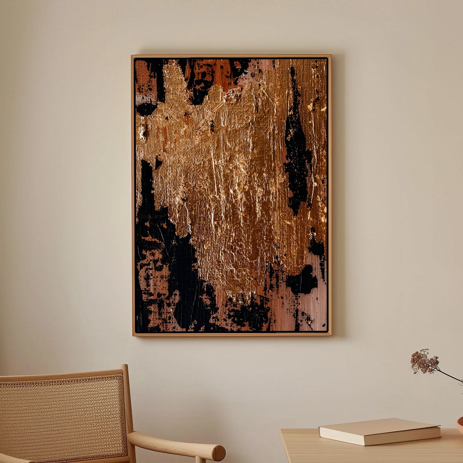 Molten Gold Noir – Abstract Canvas Painting