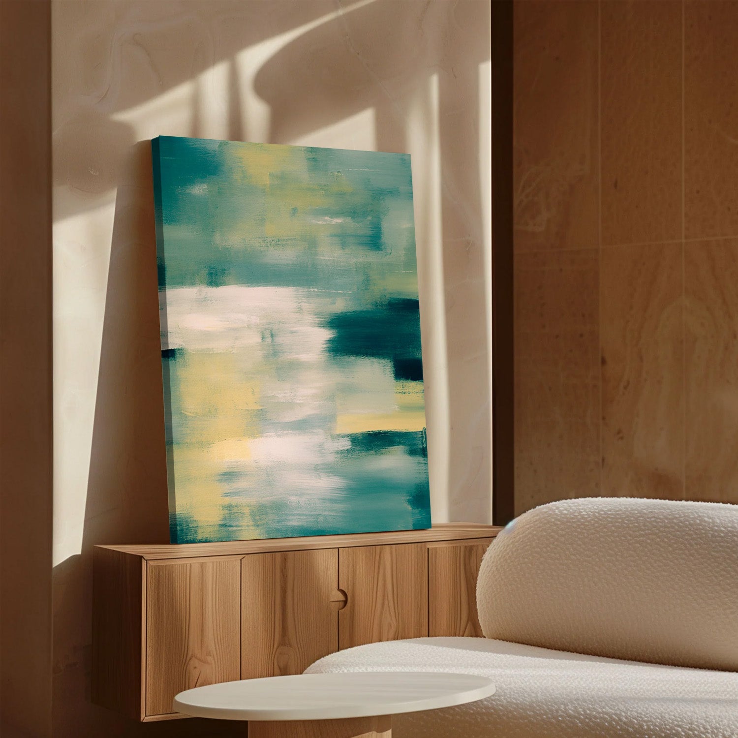 Calm Horizon – Serene Teal Abstract Canvas