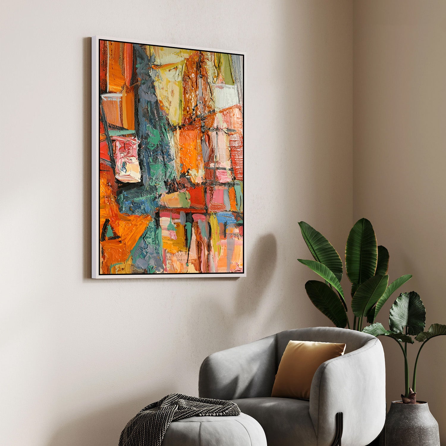 Urban Mosaic, Abstract Canvas Painting