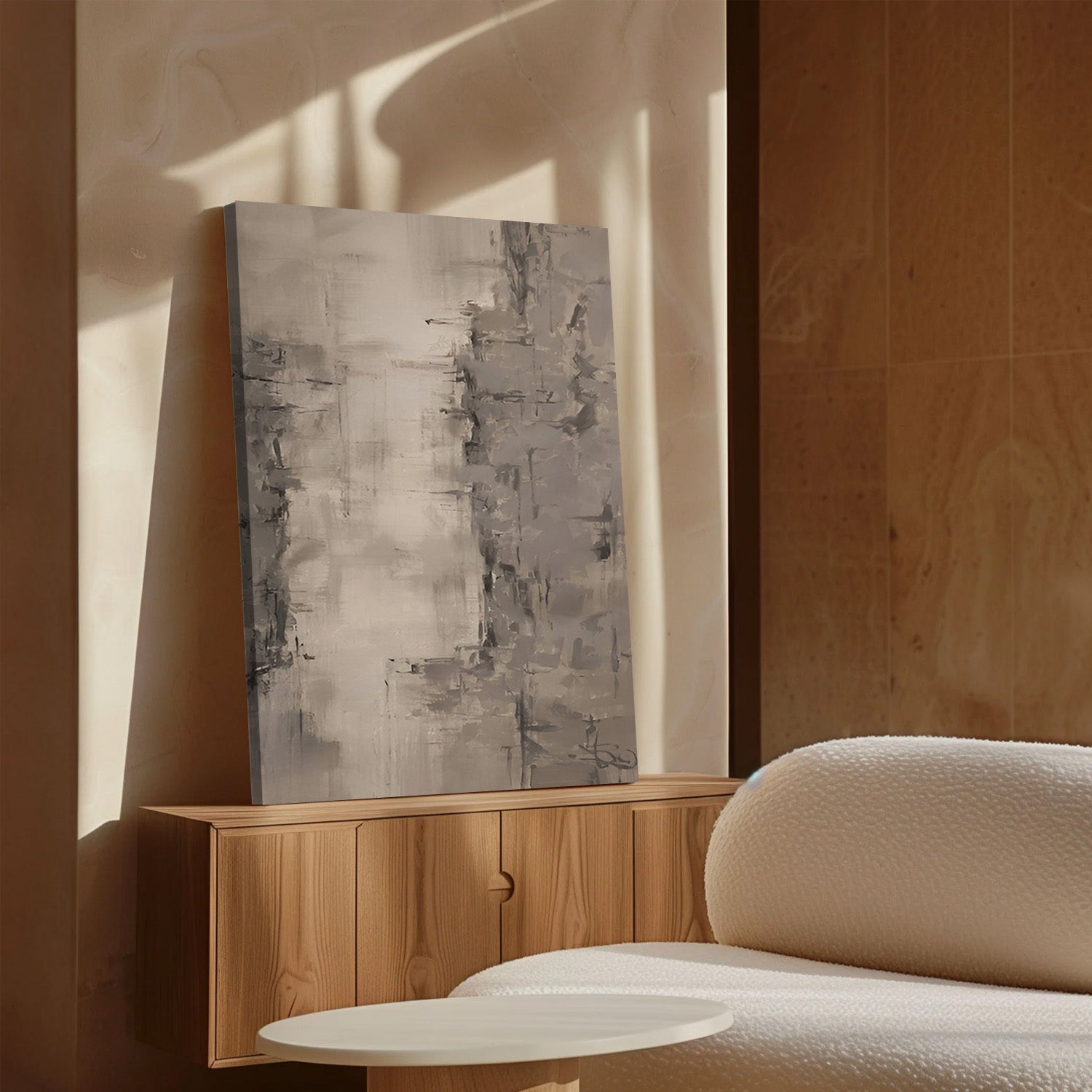 Whispered Stone – Neutral Minimal Abstract Canvas
