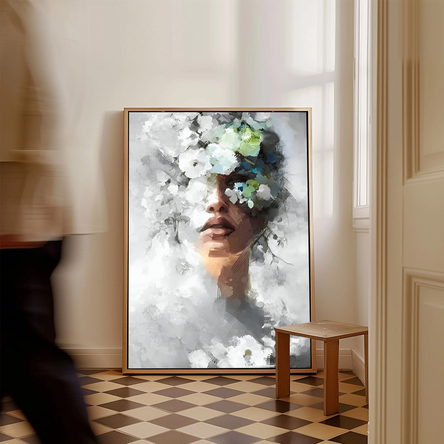 Blooming Silence – Abstract Floral Portrait Canvas
