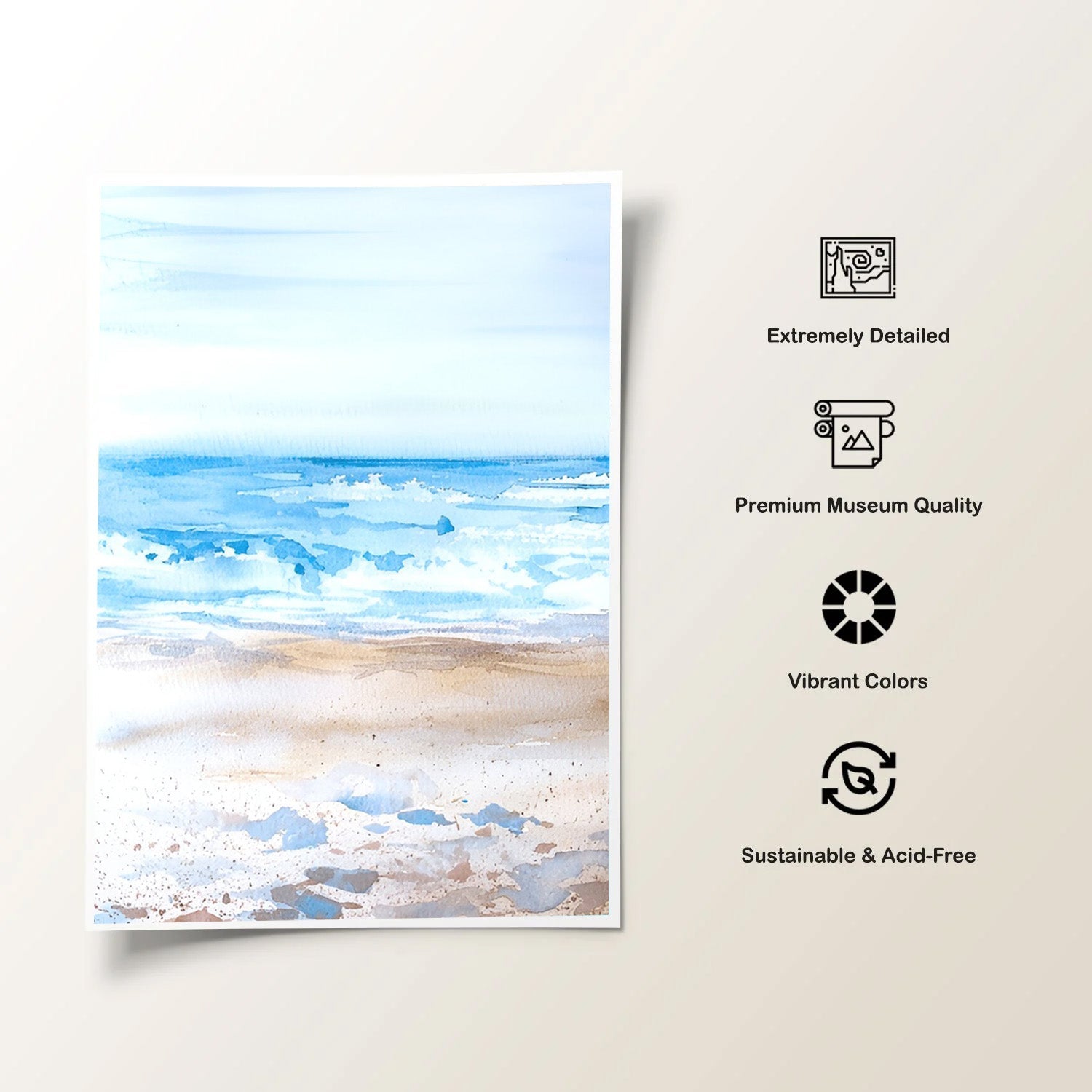 Whispering Shores, Minimal Beach Canvas Painting