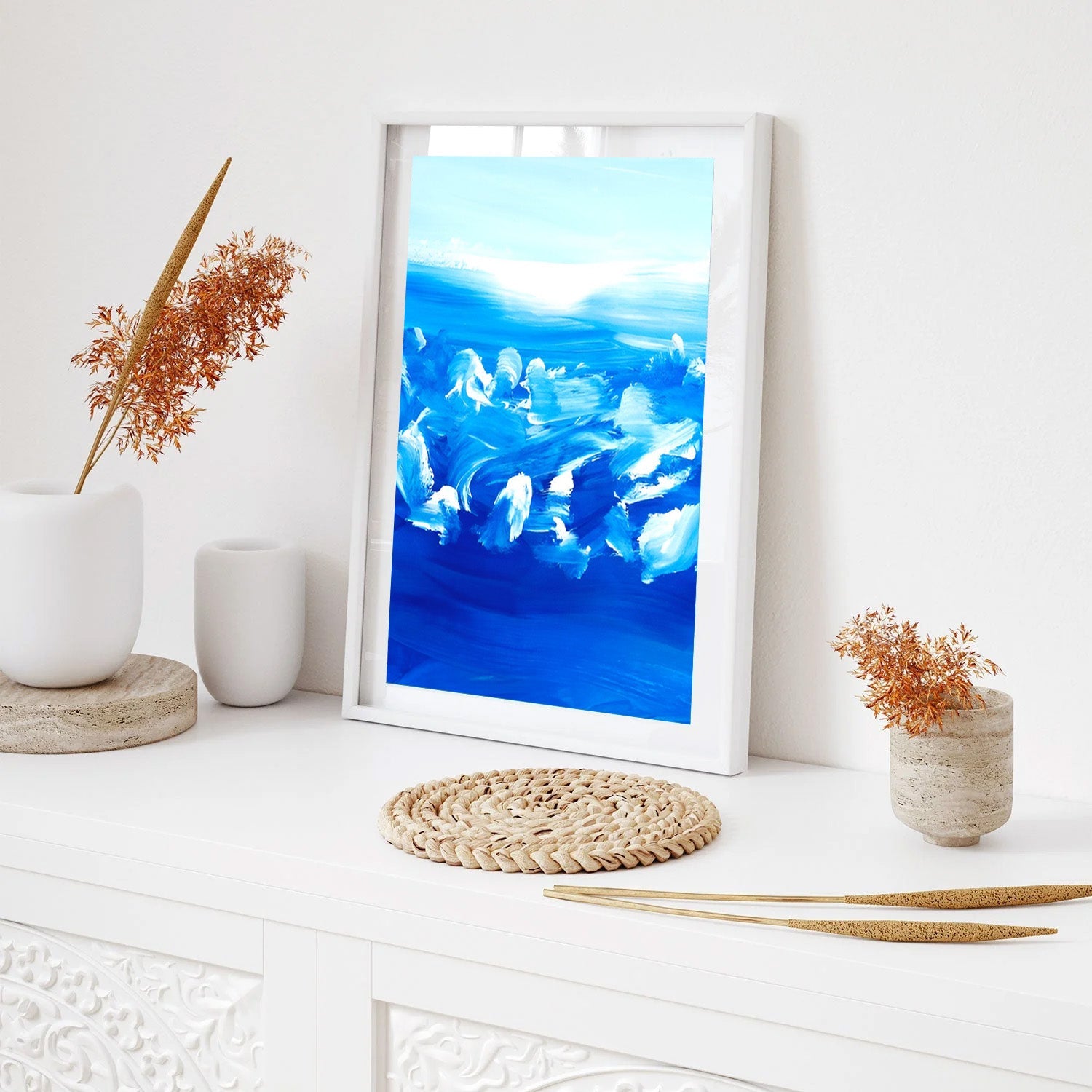 Blue Surge, Abstract Ocean Canvas Painting