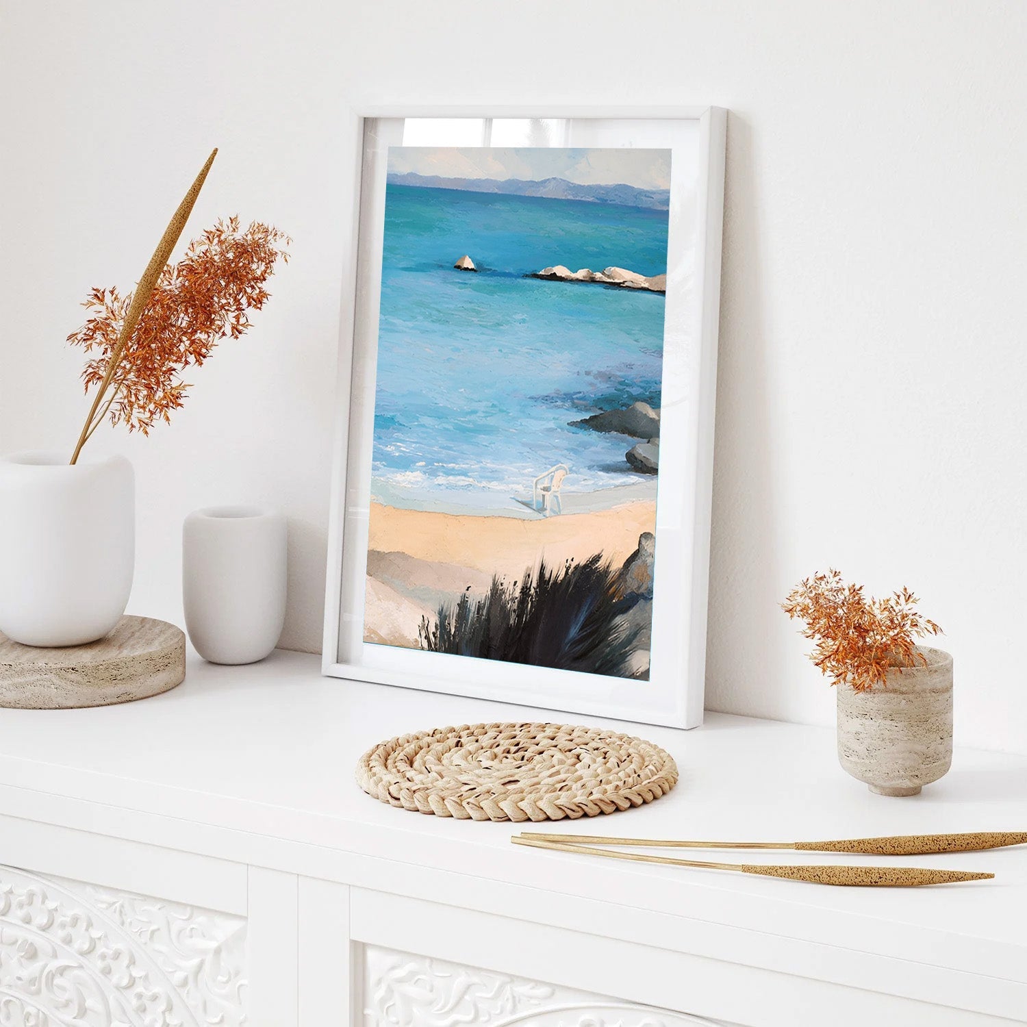 Silent Cove, Serene Beach Canvas Painting