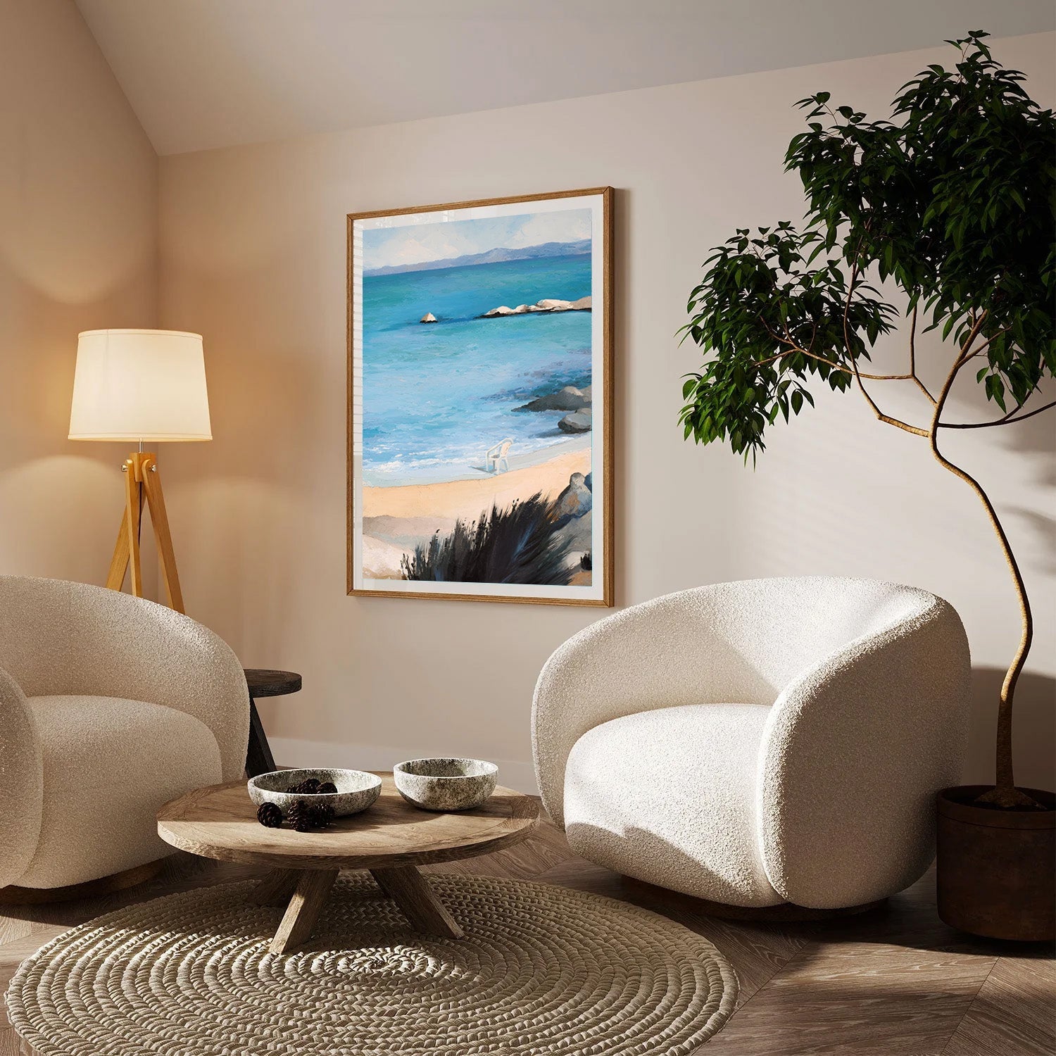 Silent Cove, Serene Beach Canvas Painting